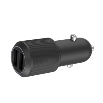 Billaddare 2 x USB-A till 12/24 V, 24 W, svart