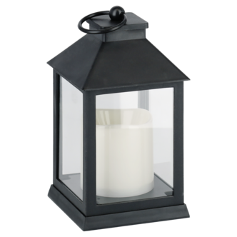 LED-ljuslykta med timer, inomhus och utomhus, svart