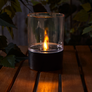 Ljuslykta med flammande låga solcell , 9 x 13 cm