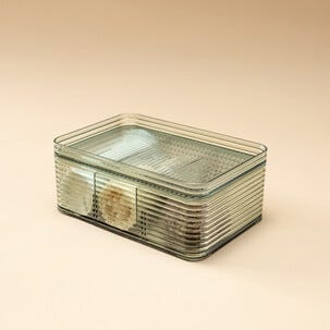 Stabelbar oppbevaringsboks med lokk og rom, transparent grønn