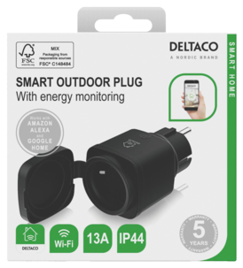 Deltaco SH-OP01 smart plug utomhus IP44, svart