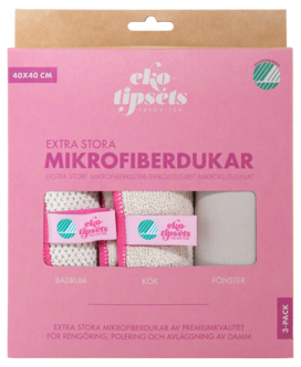 Ekotipset mikrofiberdukar extra stora, 3-pack
