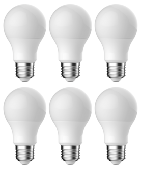 Normallampa LED E27 4 W, varmvit, 6-pack