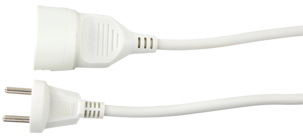 Skjøteledning med jord, hvit