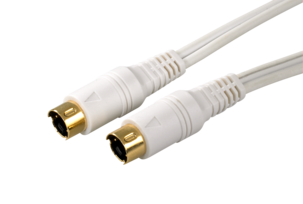 Hvite tilkoblings- og videokabler