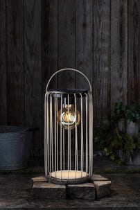 Northlight solcellelykt kurvlykt sylinder, grå