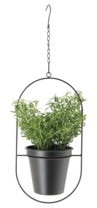 Amppeli metallia, irrotettava ruukku, musta