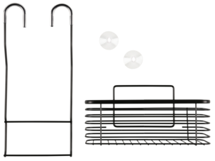 Dusjkurv blandebatteri, stål, med sugekopper