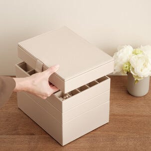 Smyckesförvaring, smyckesbricka med lock, stapelbar