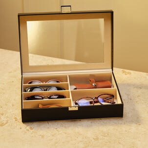 Glasögonförvaring, glasögonlåda med lock, 6 fack