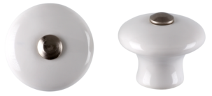 Porslinsknopp, vit/matt krom