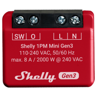 Shelly Plus 1PM Mini Gen3 smartrelé med strømmåler