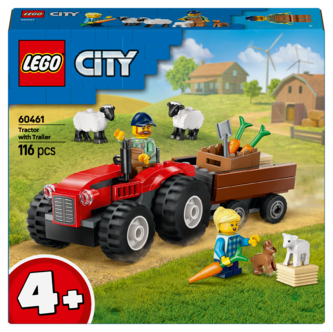 LEGO City Röd jordbrukstraktor med släp och får 60461, från 4 år