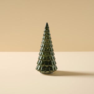 Glasgran med belysning, grön, 25,7 cm