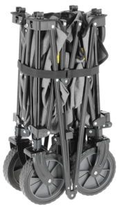 Sammenleggbar tralle med store hjul og teleskophåndtak