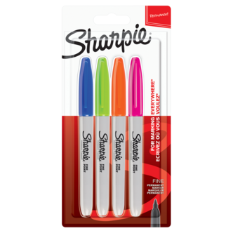 Sharpie Ohutkärkiset tussit, useita värejä, 4 kpl