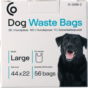 Hundbajspåsar med handtag, large, 56-pack