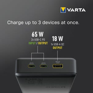 Varta speed powerbank 20000 mAh, 65W, snabbladdare