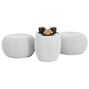 Bord med två puffar, Keter Knit Collection