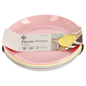 Plasttallerkener 20 cm, ulike farger, 4-pakning