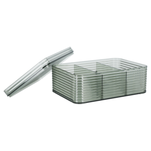 Stabelbar oppbevaringsboks med lokk og rom, transparent grønn