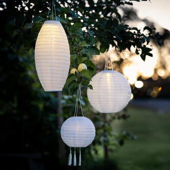 Northlight solcellelykt rislampe, oval hvit