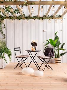 Parvekesetti kokoontaitettava, musta, metallia