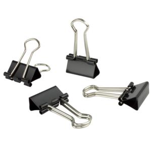 Små pappersklämmor metall svart 19 mm 40-pack