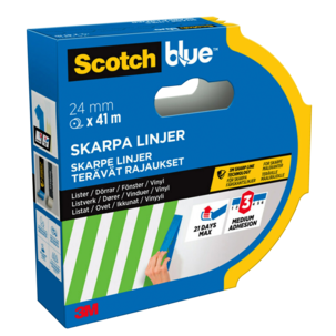 Scotch blå maskeringsteip for skarpe linjer, 24 mm x 41 m