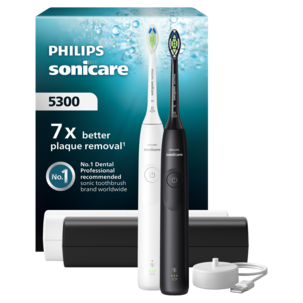 Philips Sonicare 5300 Duo eltandborste svart, vit, 2-pack