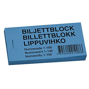 Biljettblock 1-100