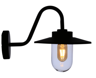 Stallykta Emil, vägglampa utomhus, svart