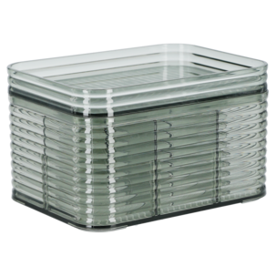 Pinottava säilytyslaatikko, kansi ja lokerot, läpinäkyvä vihreä