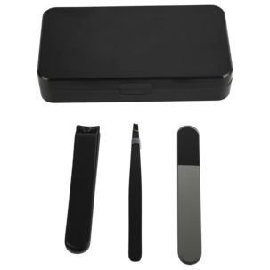 Resekit nagelvård, nagelfil, pincett och nagelklippare i fodral