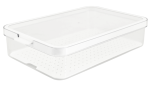 Stabelbar matoppbevaring i plast med lokk