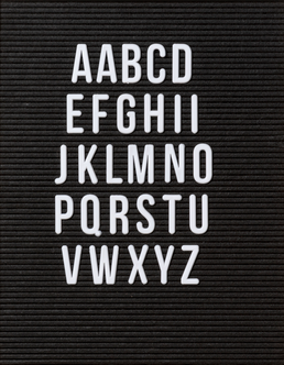 Store bokstaver til bokstavtavle