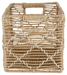 Flätad förvaringskorg med handtag, natur