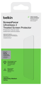 Skärmskydd för iPhone 16 / iPhone 15 / iPhone 14 Pro, Belkin ScreenForce UltraGlass