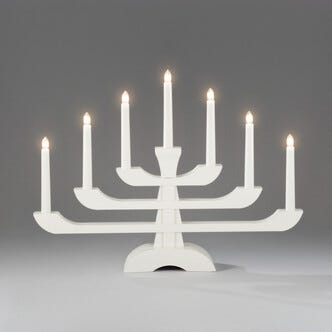 Adventsljusstake LED trä 7-armad, vit, Konstsmide, 33 cm