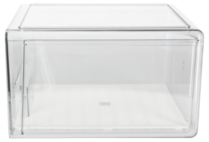 Stapelbar kylskåpsförvaring med låda, transparent