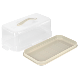 Rektangulär tårtkupa med lock, plast, 35 x 19 cm