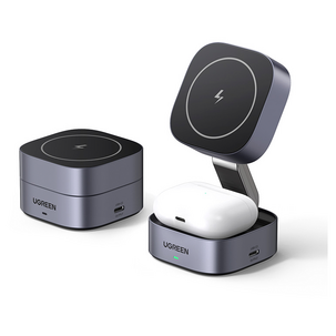 Ugreen 2-in-1 Qi2 trådlös laddare vikbar, 15 W