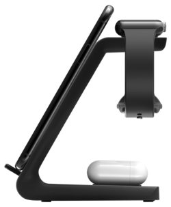 Deltaco 3-i-1 trådlös laddare, Qi-certifierad, 15 W