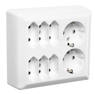 6+2-vägs utanpåliggande vägguttag ELKO RS