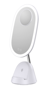 Sminkspegel med belysning och trådlös mobilladdare