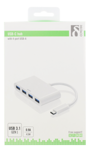 Deltaco USB hub 4 porter USB-C