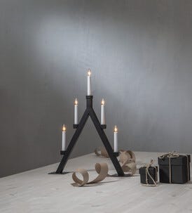 Adventsljusstake Oliver 5-armad LED svart metall, 55 cm