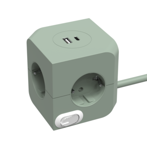 Cube Jatkojohto kuutio, USB-A, USB-C ja virtakytkin