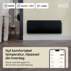 Mill Invisible Smart wifi-ovn Gen. 4, svart, 1300 W