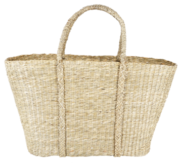 Stor flettet strandveske i strå